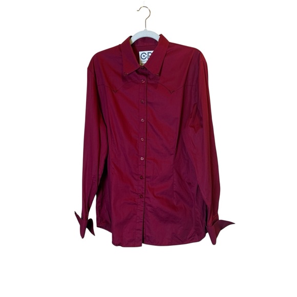 CR Ranchwear Vibrant Red/Berry Button-Up Shirt Crystal Embellishments sz XL - Picture 1 of 10